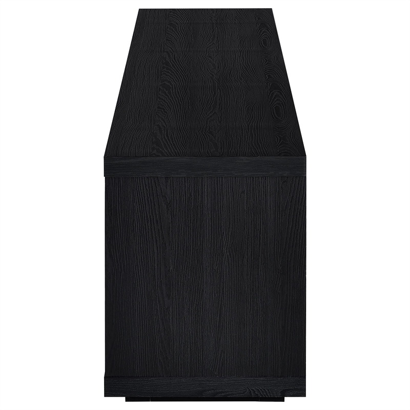 Pemberly Row 79-inch Engineered Wood TV Stand Fireplace in Black