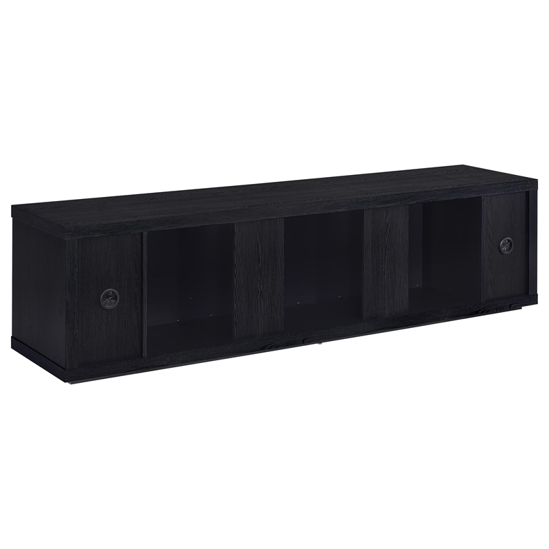 Pemberly Row 79-inch Engineered Wood TV Stand Fireplace in Black