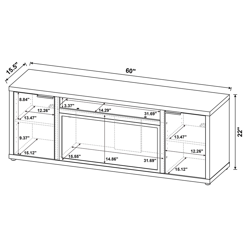 Pemberly Row 60-inch 2-door Engineered Wood TV Stand Fireplace in Mango