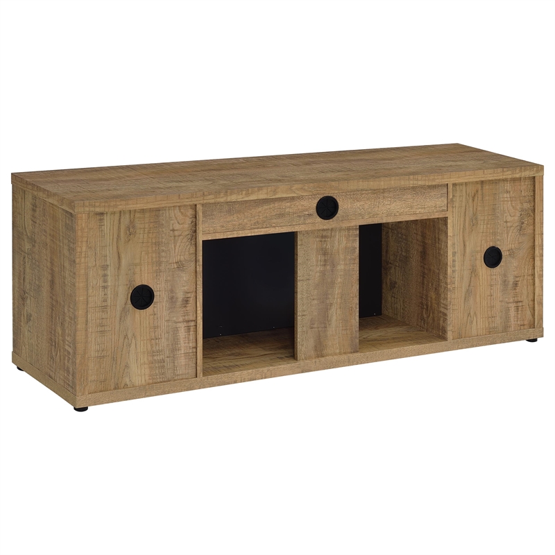 Pemberly Row 60-inch 2-door Engineered Wood TV Stand Fireplace in Mango