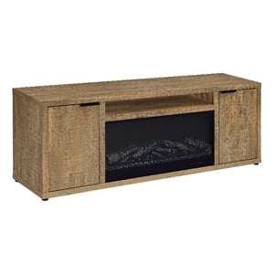 Pemberly Row 60-inch 2-door Engineered Wood TV Stand Fireplace in Mango
