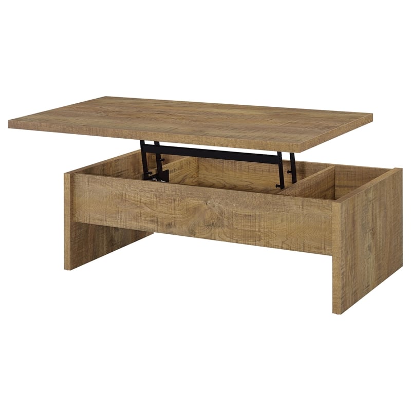 Pemberly Row Engineered Wood Lift Top Cocktail Coffee Table in Mango
