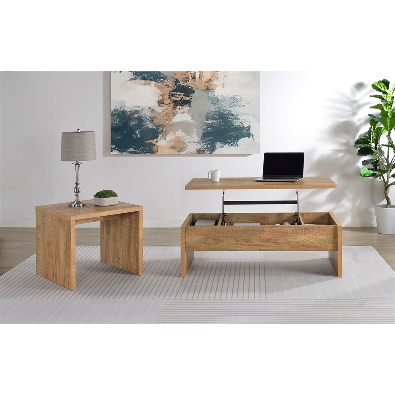 Pemberly Row 2-piece Engineered Wood Lift Top Coffee Table Set in Mango