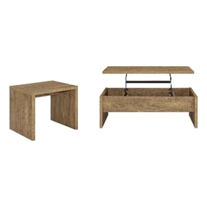 Pemberly Row 2-piece Engineered Wood Lift Top Coffee Table Set in Mango