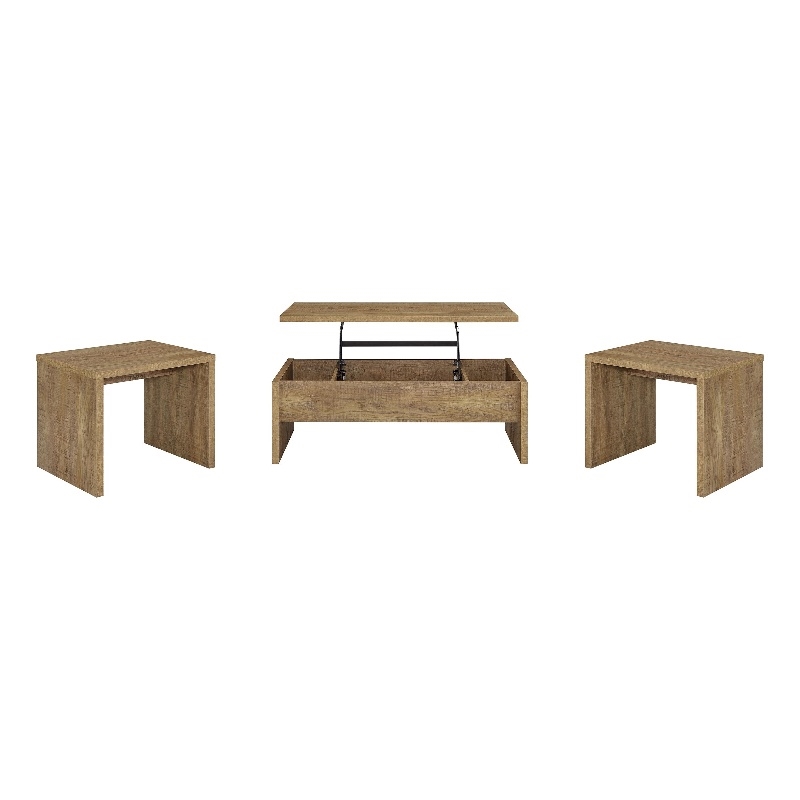 Pemberly Row 3-piece Engineered Wood Lift Top Coffee Table Set in Mango