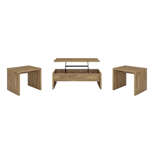 Pemberly Row 3-piece Engineered Wood Lift Top Coffee Table Set in Mango