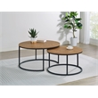 Pemberly Row 2-piece Round Engineered Wood Nesting Coffee Table in Mango