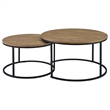 Pemberly Row 2-piece Round Engineered Wood Nesting Coffee Table in Mango