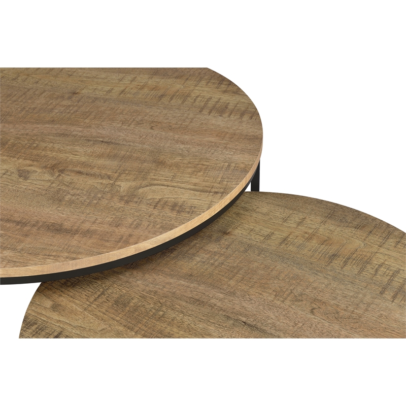 Pemberly Row 2-piece Round Engineered Wood Nesting Coffee Table in Mango
