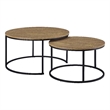 Pemberly Row 2-piece Round Engineered Wood Nesting Coffee Table in Mango