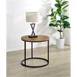 Pemberly Row Round Engineered Wood Occasional Side End Table in Mango Brown