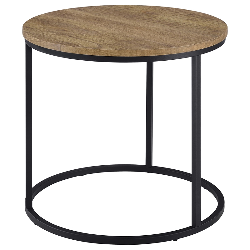 Pemberly Row Round Engineered Wood Occasional Side End Table in Mango Brown