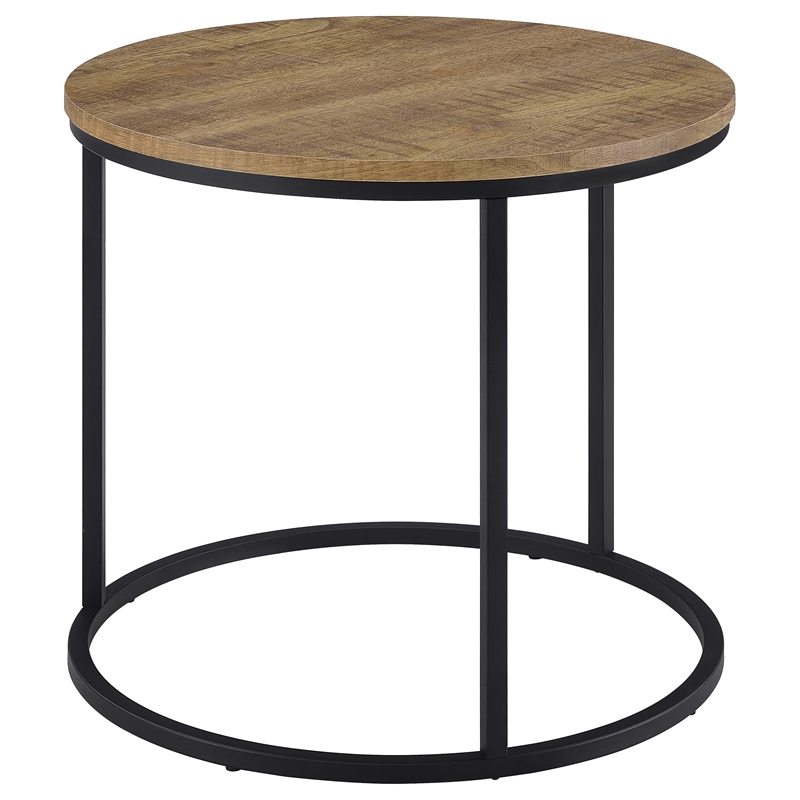 Pemberly Row Round Engineered Wood Occasional Side End Table in Mango Brown