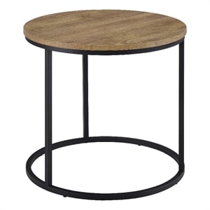 Pemberly Row Round Engineered Wood Occasional Side End Table in Mango Brown