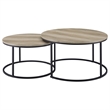 Pemberly Row 2-piece Round Nesting Coffee Table in Distressed Pine