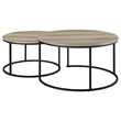 Pemberly Row 2-piece Round Nesting Coffee Table in Distressed Pine