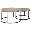 Pemberly Row 2-piece Round Nesting Coffee Table in Distressed Pine