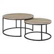 Pemberly Row 2-piece Round Nesting Coffee Table in Distressed Pine