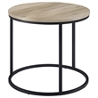 Pemberly Row Round Engineered Wood Side End Table in Distressed Pine