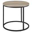 Pemberly Row Round Engineered Wood Side End Table in Distressed Pine