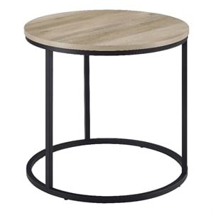 Pemberly Row Round Engineered Wood Side End Table in Distressed Pine