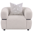 Pemberly Row Fabric Upholstered Round Arm Accent Chair in Beige