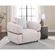 Pemberly Row Fabric Upholstered Round Arm Accent Chair in Beige