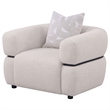 Pemberly Row Fabric Upholstered Round Arm Accent Chair in Beige