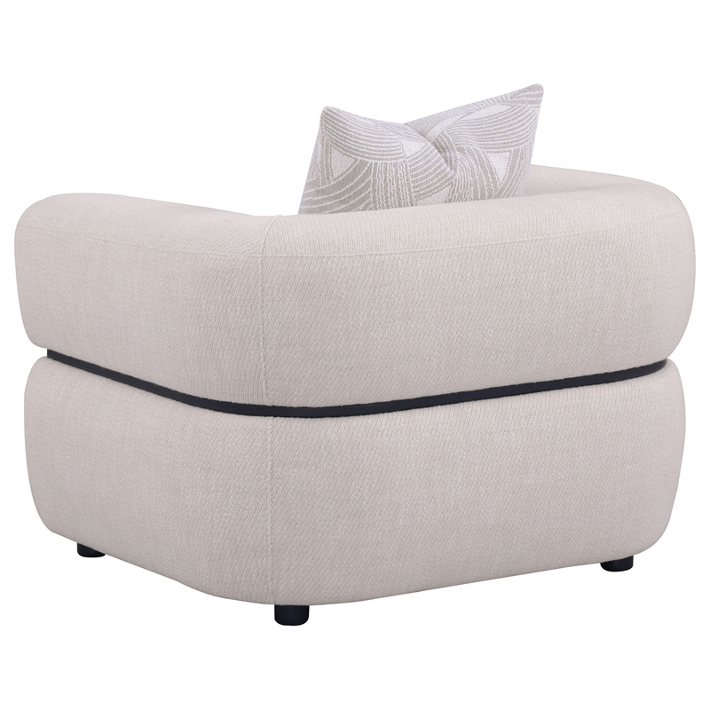 Pemberly Row Fabric Upholstered Round Arm Accent Chair in Beige