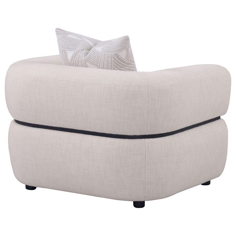 Pemberly Row Fabric Upholstered Round Arm Accent Chair in Beige