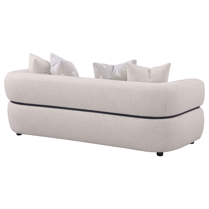 Pemberly Row 84-inch Fabric Upholstered Round Arm Sofa in Beige