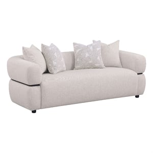 Pemberly Row 84-inch Fabric Upholstered Round Arm Sofa in Beige