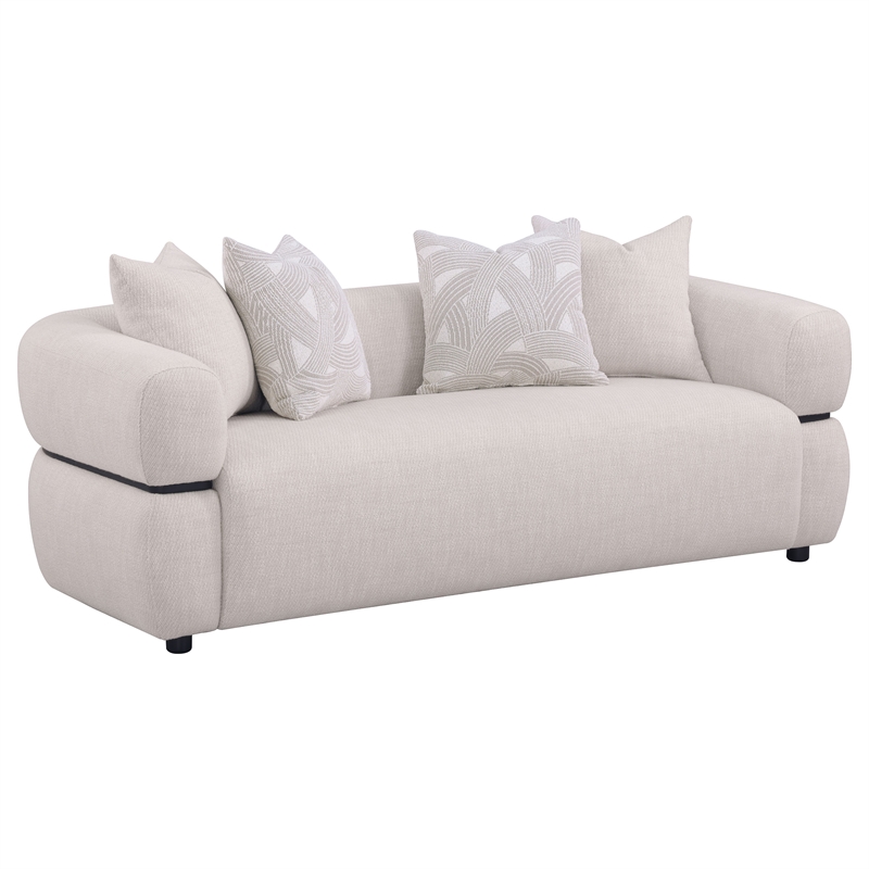 Pemberly Row 2-piece Fabric Upholstered Round Arm Sofa Set in Beige