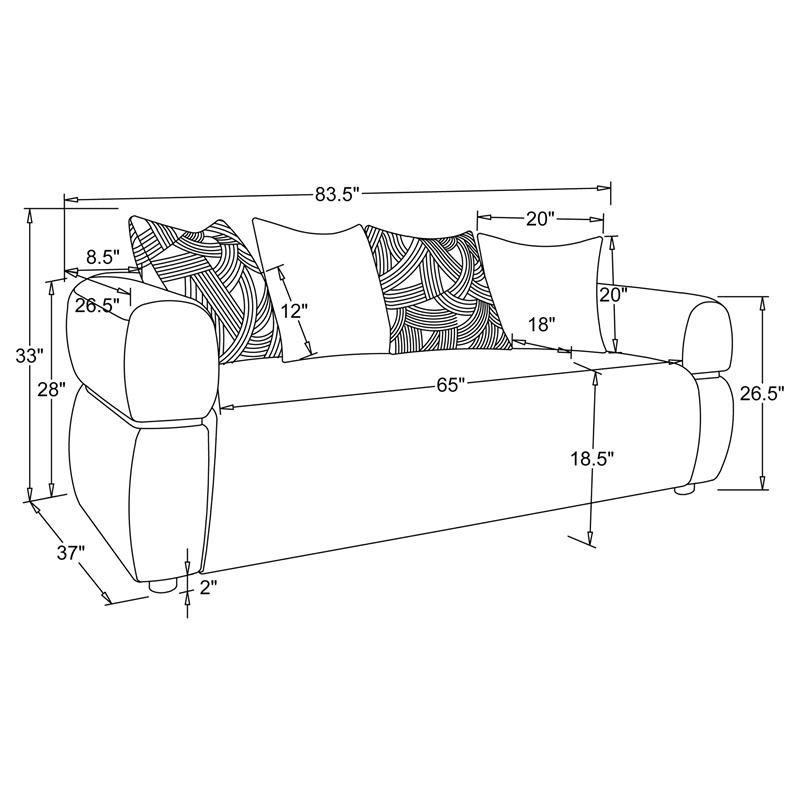 Pemberly Row 2-piece Fabric Upholstered Round Arm Sofa Set in Beige