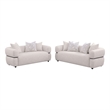 Pemberly Row 2-piece Fabric Upholstered Round Arm Sofa Set in Beige