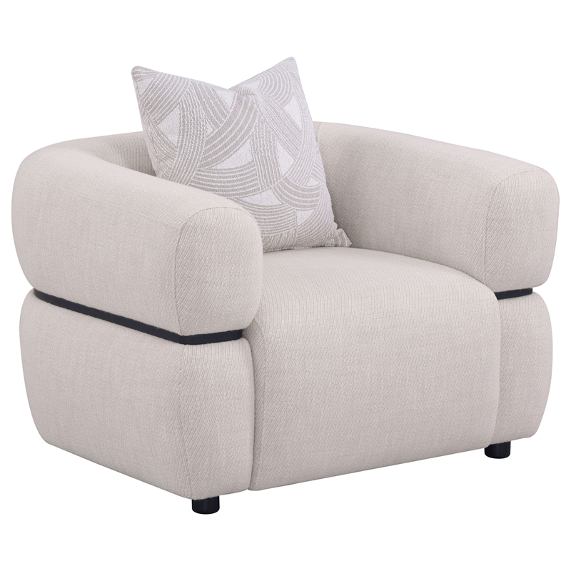 Pemberly Row 3-piece Fabric Upholstered Round Arm Sofa Set in Beige