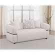 Pemberly Row 73-inch Fabric Upholstered Round Arm Loveseat in Beige
