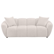 Pemberly Row Chenille Upholstered Grid-Tufted Splayed Arm Sofa in Beige