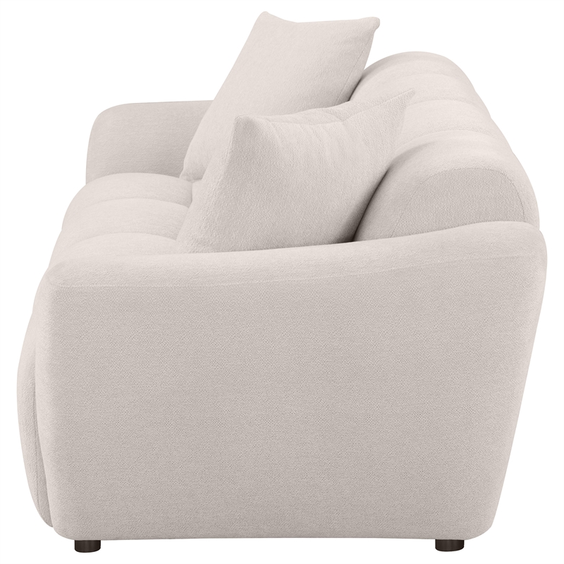 Pemberly Row Chenille Upholstered Grid-Tufted Splayed Arm Sofa in Beige