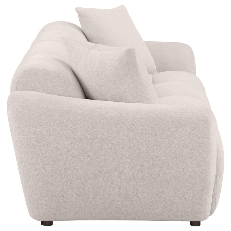 Pemberly Row Chenille Upholstered Grid-Tufted Splayed Arm Sofa in Beige