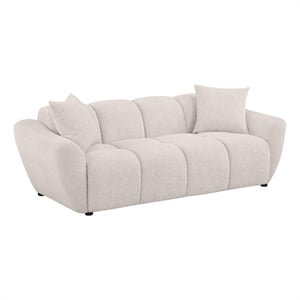 Pemberly Row Chenille Upholstered Grid-Tufted Splayed Arm Sofa in Beige