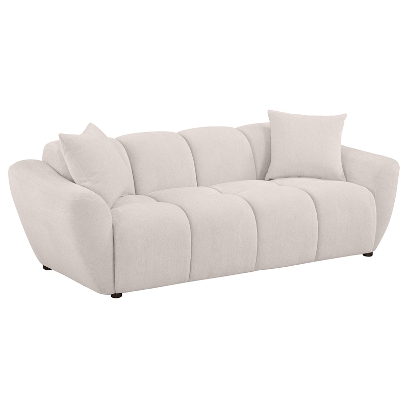 Pemberly Row 2-piece Upholstered Chenille Splayed Arm Sofa Set in Beige