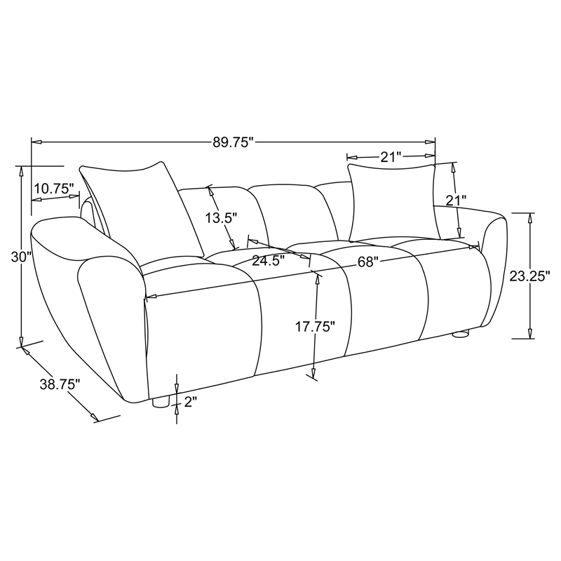 Pemberly Row 2-piece Upholstered Chenille Splayed Arm Sofa Set in Beige
