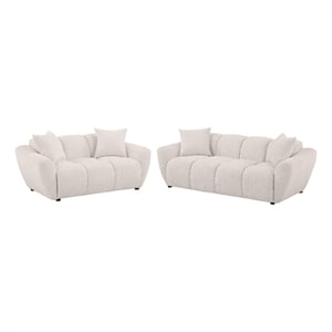 Pemberly Row 2-piece Upholstered Chenille Splayed Arm Sofa Set in Beige