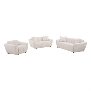 Pemberly Row 3-piece Upholstered Chenille Splayed Arm Sofa Set in Beige