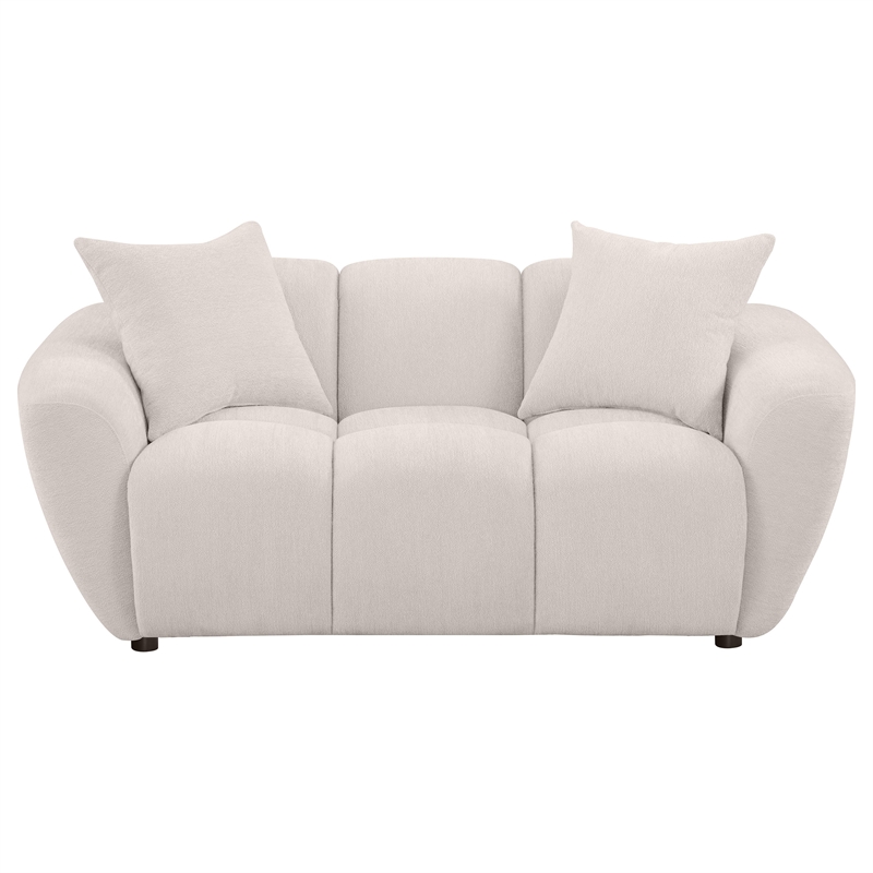 Pemberly Row Upholstered Chenille Splayed Arm Loveseat in Beige