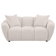 Pemberly Row Upholstered Chenille Splayed Arm Loveseat in Beige