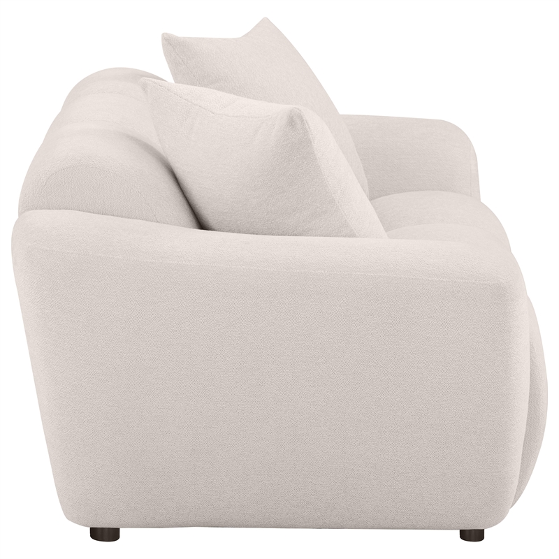 Pemberly Row Upholstered Chenille Splayed Arm Loveseat in Beige