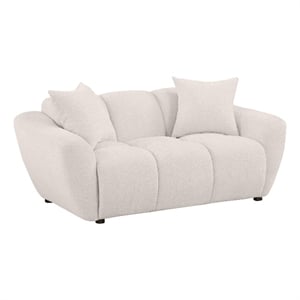 Pemberly Row Upholstered Chenille Splayed Arm Loveseat in Beige