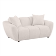 Pemberly Row Upholstered Chenille Splayed Arm Loveseat in Beige